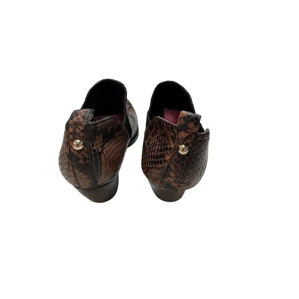 Marc Fisher Python Snake Print Leather Western Chelsea Ankle Booties Pointed Toe